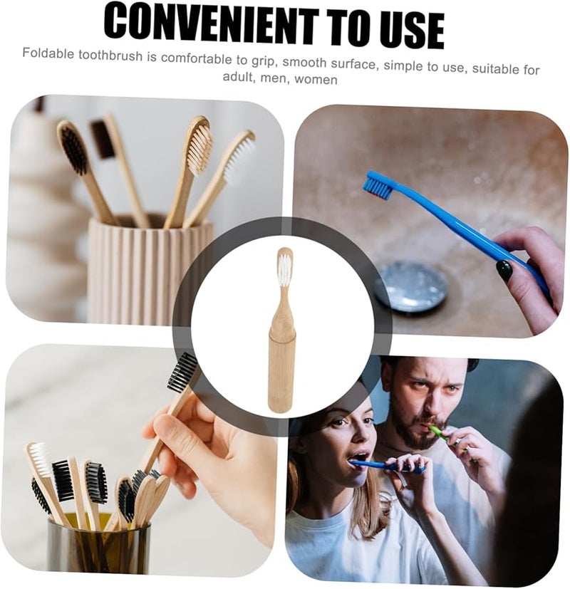 Bamboo Folding Travel Toothbrush with Soft Bristles and Portable Case - Image 4