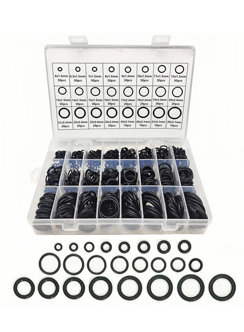 NOVOLAN Rubber O-Rings Assortment Kit - 740 Pieces in a Storage Box - 24 Different Sizes - Ideal for Plumbing, Faucets, Auto Repairs, Machinery Connections - Durable Nitrile Rubber Black Gaskets  - Image 1