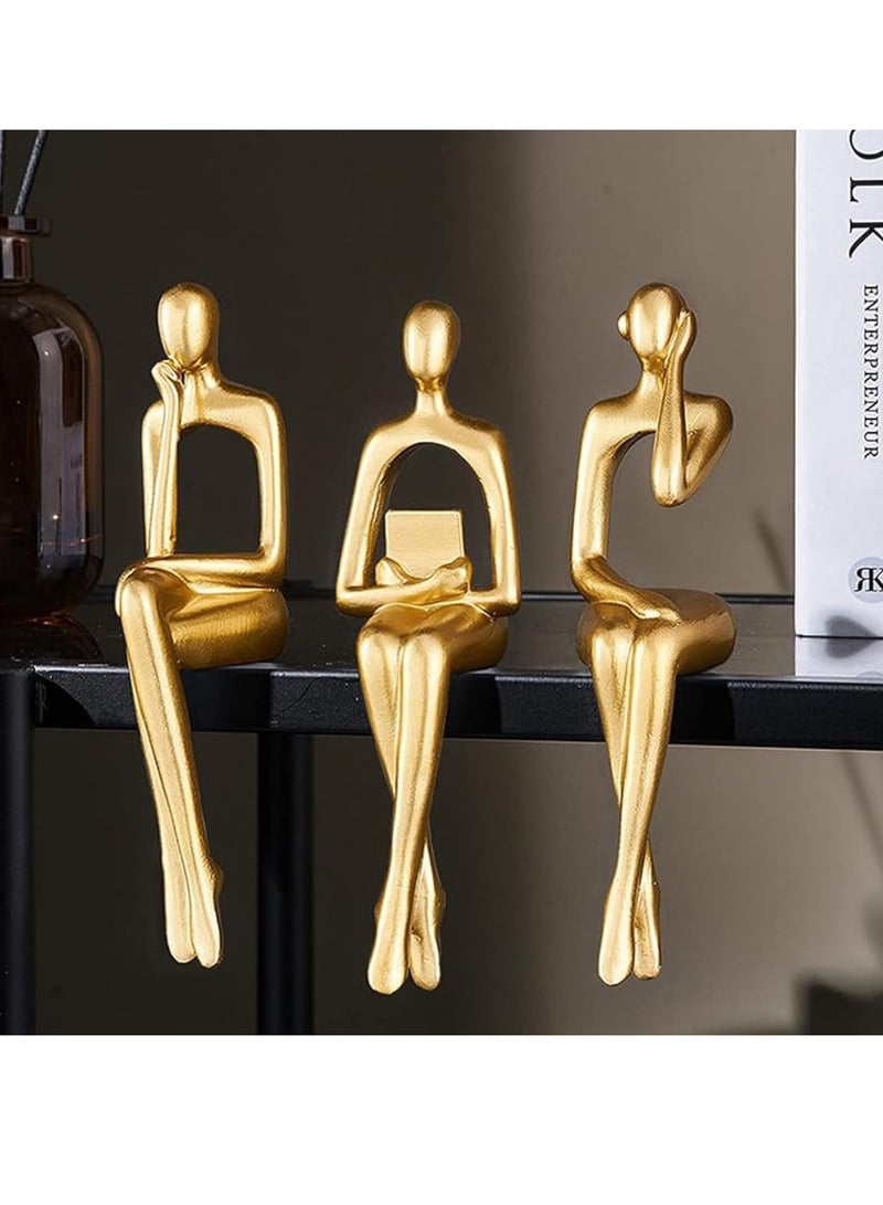 دي آند أل مجموعة من 3 قطعة من الفن التجريدي المفكر النحت التجريدي النحت زخرفة زخرفة الراتنج التماثيل الحديثة مكتب زخرفة رفوف صغيرة ديكور المنزل ديكور غرفة المعيشة التماثيل - Image 1