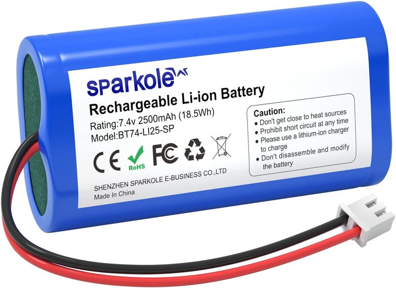 SPARKOLE 7.4V 2500mAh Li-ion Rechargeable Battery for Speaker/Remote Control Toy/Bluetooth Boom Box/Portable DVD Player/Outdoor Lighting - Image 1
