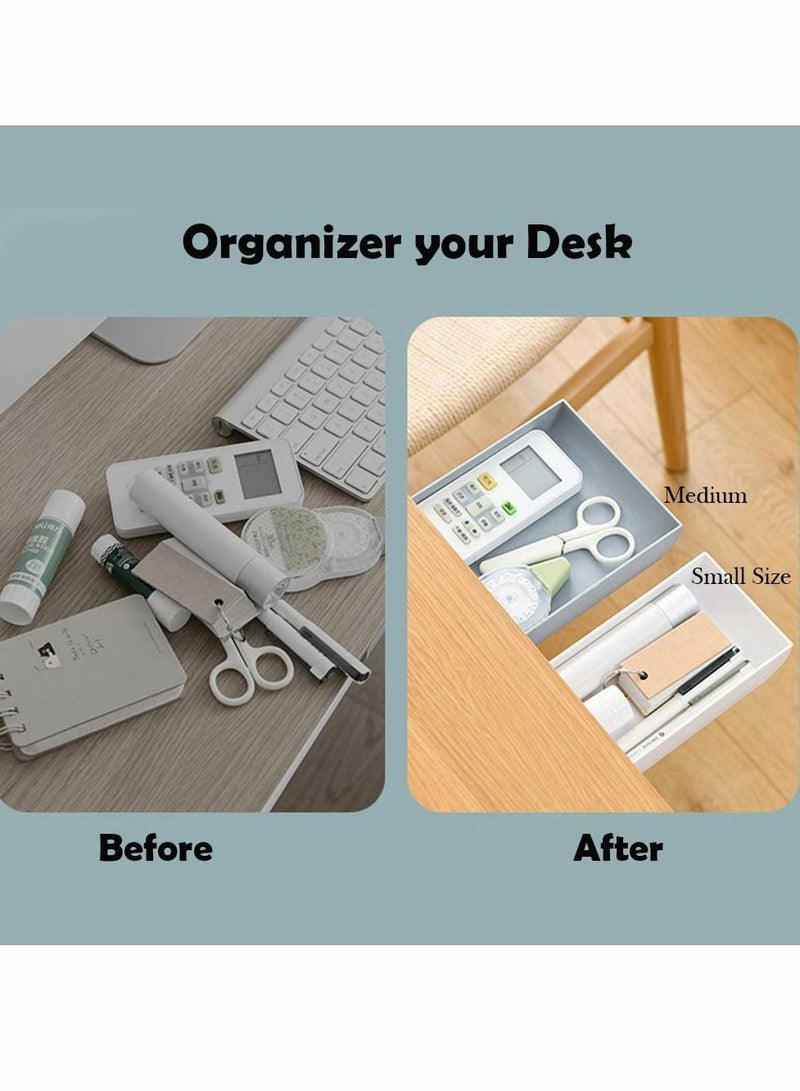 Excefore Under Desk Drawer,Organizer Slide Out Desk Drawer Attachment Plastic Desk Accessories & Workspace Organizers,Hidden Desktop Organizer Pen Holder for Self-Adhesive Under Desk Storage-2 PACK - Image 3