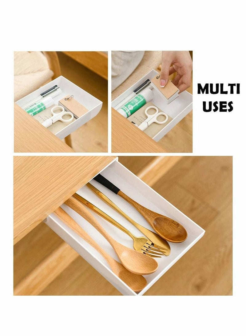Excefore Under Desk Drawer,Organizer Slide Out Desk Drawer Attachment Plastic Desk Accessories & Workspace Organizers,Hidden Desktop Organizer Pen Holder for Self-Adhesive Under Desk Storage-2 PACK - Image 4