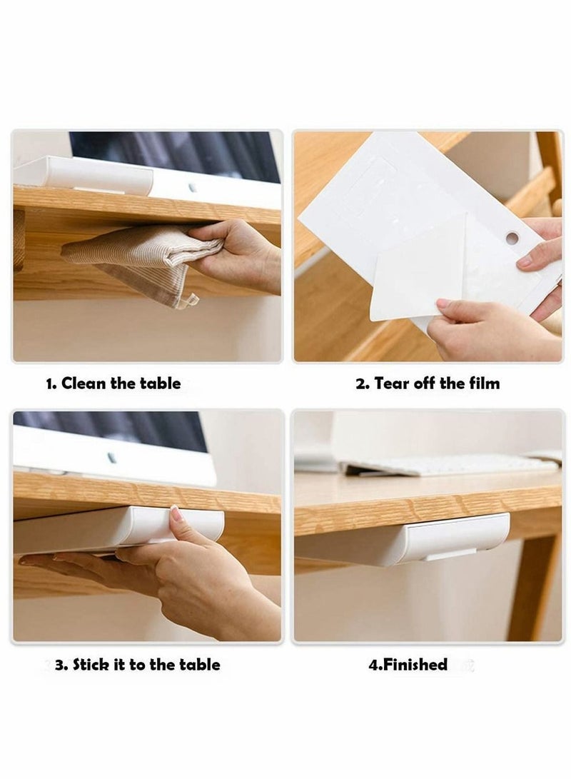 Excefore Under Desk Drawer,Organizer Slide Out Desk Drawer Attachment Plastic Desk Accessories & Workspace Organizers,Hidden Desktop Organizer Pen Holder for Self-Adhesive Under Desk Storage-2 PACK - Image 5