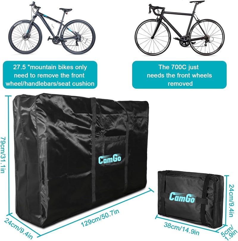 CamGo 26 Inch Folding Bike Transport Bag - Waterproof Bicycle Travel Case Carrier Bag for Train Air Travel - Image 3