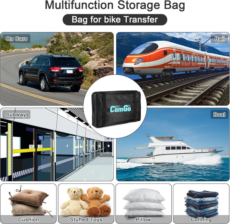CamGo 26 Inch Folding Bike Transport Bag - Waterproof Bicycle Travel Case Carrier Bag for Train Air Travel - Image 4