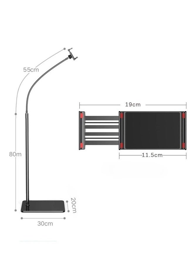 XiuWoo - Adjustable Metal iPad Floor Stand with Flexible Gooseneck Hands-Free Tablet Smartphone Holder for 4.7 to 12.9 inch, Ideal for Reading, Watching Videos, and Video Chats, Sturdy Iron Construction, Handsfree Device Stand Modern Tablet Stand Stable Device Support, Tablet Holder Stand - Image 1