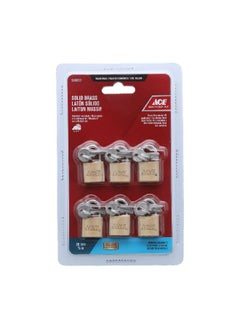 ACE 6-Piece Rust Resistant Design Padlock with Key Set Gold and Silver 19.2 x 11.6 x 1.8 cm 5660022 