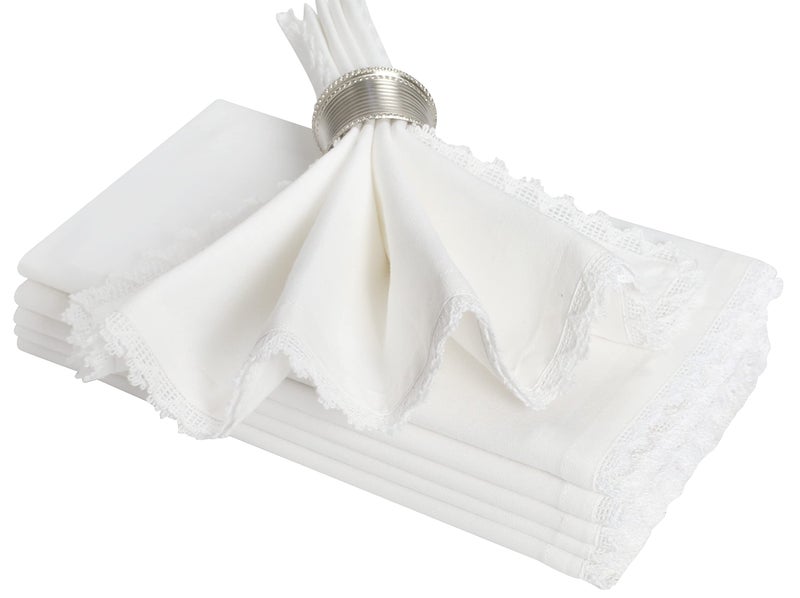 Homidate Cotton Cloth Dinner Napkins Set of 12 18x18 White with Hemstitched Mitered Corners Machine Washable Fabric Napkins for Weddings Dinner Parties Table Decorations
