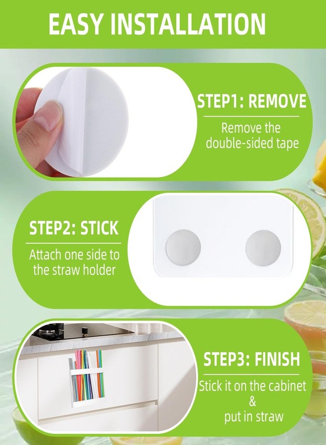 SIMPLIPLEX Acrylic Straw Holder with Double Sided Adhesive Tape,Reusable Tumbler Straw Organizer Storage Container for Counter Cabinet Cupboard Kitchen (White) - Image 5