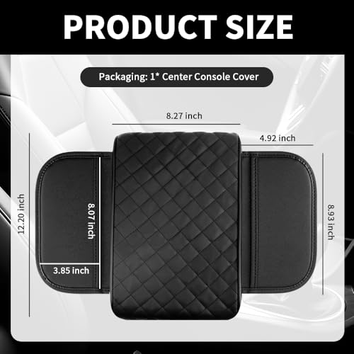 VKQTS Thickened Car Center Console Cover with Side Pockets Diamond Lattice DesignComfortable Arm Rest Cover for Car to Relieve Your Elbow FatigueUpgraded Armrest Covers for Cars - Image 3