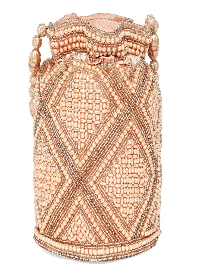 Peora Rose Gold Potli Bag for Women Handmade Evening Wristlet Handbag Stylish Bridal Purse Fashion Bag for Girls (P13C) - Image 5