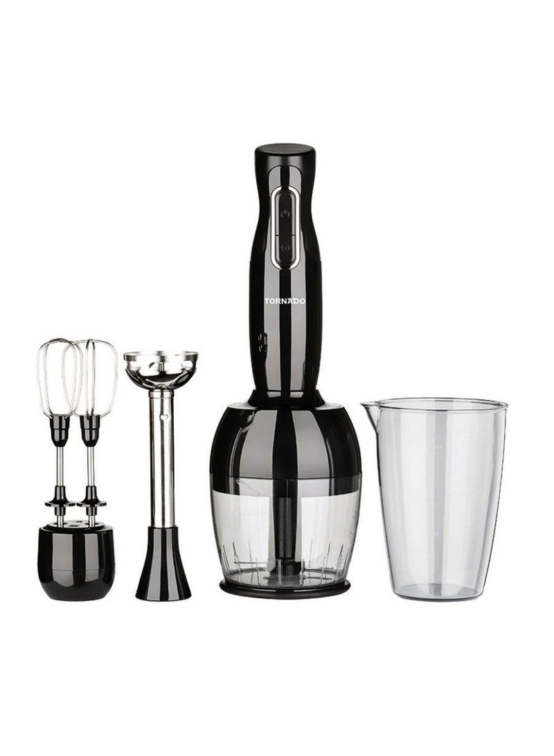 Tornado Hand Blender 1000 Watts with Chopper and Whisk, Black - THB-1000MC