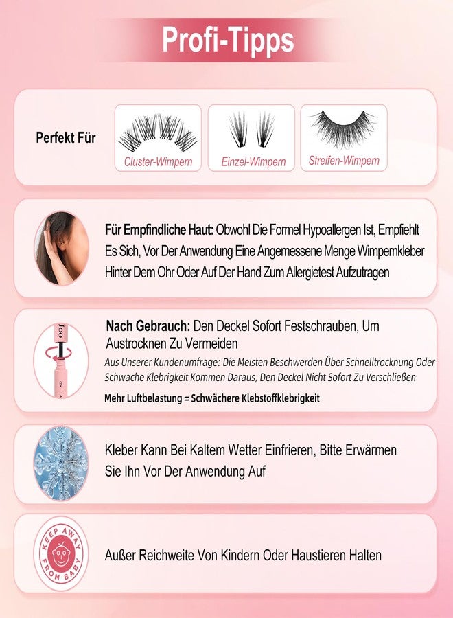 FayJoo Eyelash Adhesive Long Lasting Up to 5 Days, Strong & Flexible Hold Glue for Eyelash Extensions, Hypoallergenic, Waterproof & Quick-Dry, 2 in 1 Bond & Seal for Lash Cluster(5ml*2), White/Clear - Image 2