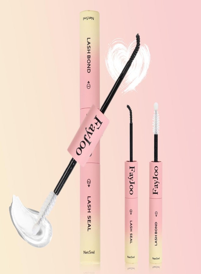 FayJoo Eyelash Adhesive Long Lasting Up to 5 Days, Strong & Flexible Hold Glue for Eyelash Extensions, Hypoallergenic, Waterproof & Quick-Dry, 2 in 1 Bond & Seal for Lash Cluster(5ml*2), White/Clear - Image 1