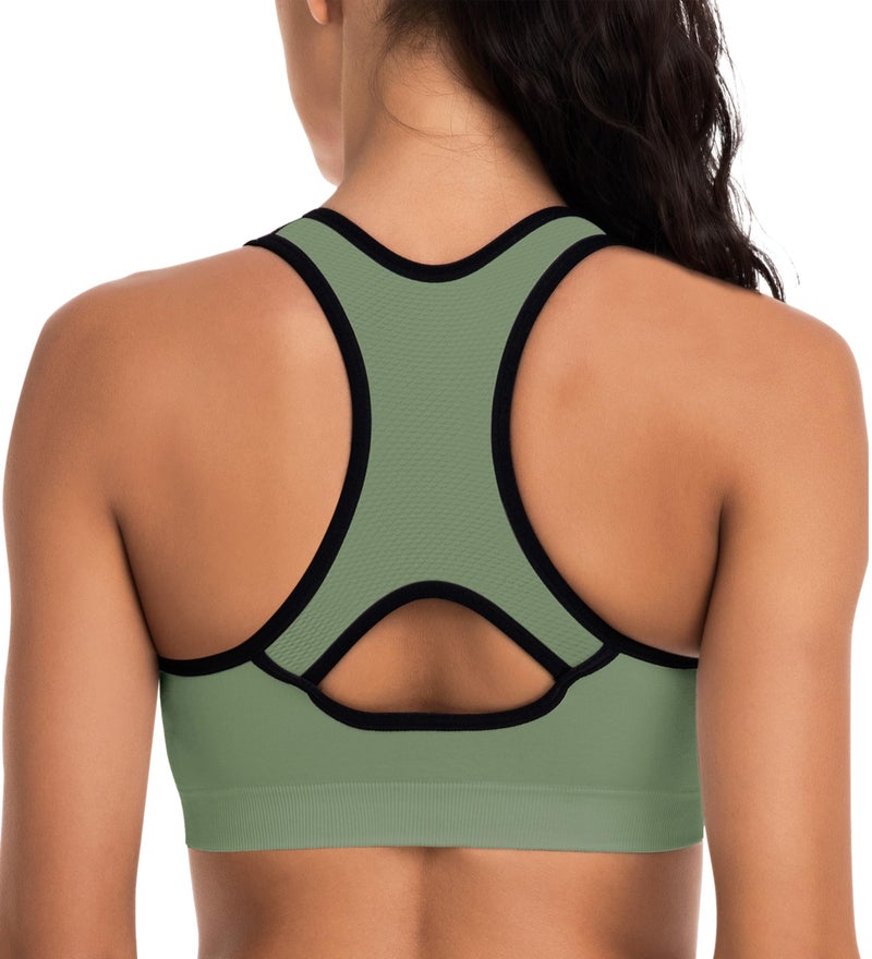 BHRIWRPY Racerback Sports Bras for Women with Pads - High Impact Athletic Tank Tops for Yoga and Workout Brassieres Bra - Image 4