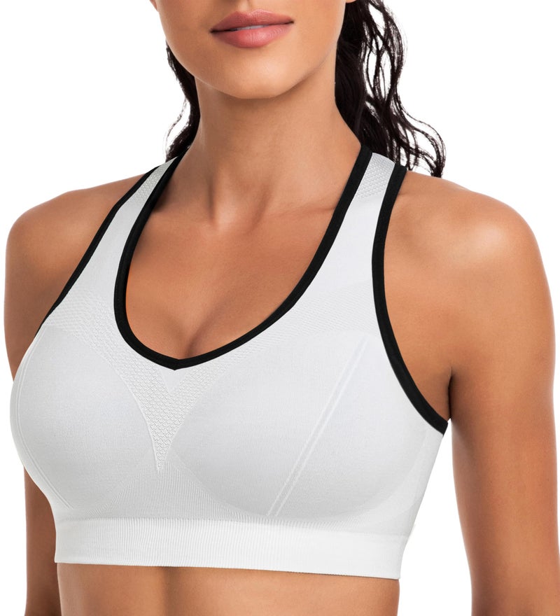 BHRIWRPY Racerback Sports Bras for Women with Pads - High Impact Athletic Tank Tops for Yoga and Workout Brassieres Bra - Image 5