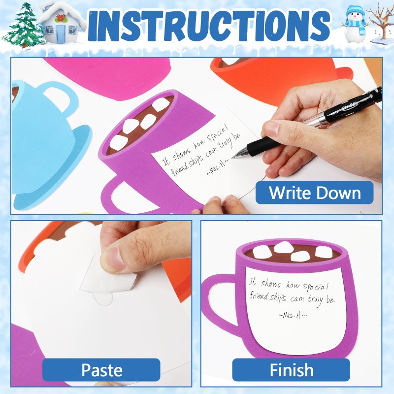 Naozinebi Winter Bulletin Board Set Hot Cocoa Marshmallow Classroom Decoration Warm Up with A Good Book Bulletin Board Decoration Cocoa Paper Cutouts for School Home Reading DIY Craft Chalkboard Wall Decor - Image 2