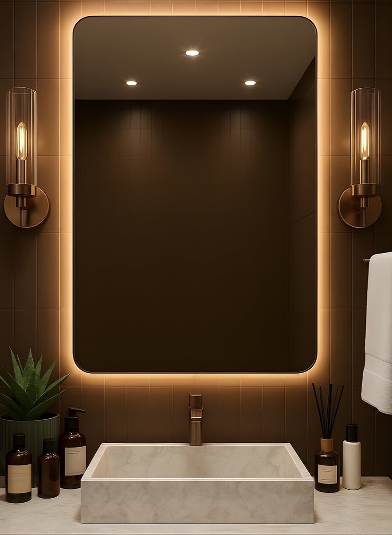 Taimi Wall Mirror 70x50cm - Elegant Design Mirror with 3-Light Levels- Makeup Mirror for Dressing Room, Living Room, Console and Enterway - Image 1