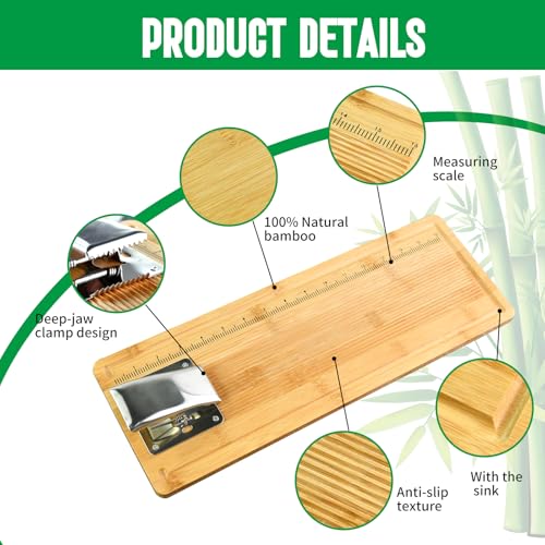 MAVOTER 18" Bamboo Fish Cleaning Board Kit Anti-slip Fish Cutting Board Set Fish Filet Board with Scale Fish Measure Board Include Fish Fillet Knife, Clamp, Sharpener,Gloves, Fisherman Gifts - Image 2