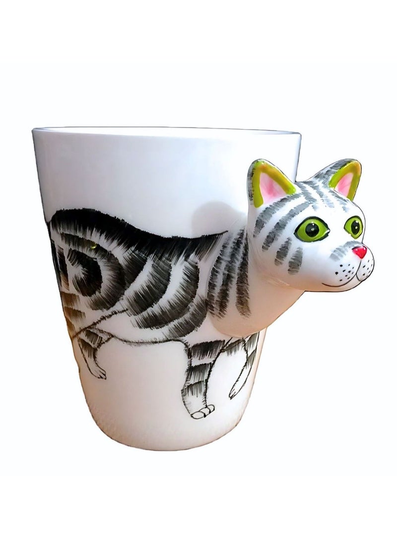 SOLARAE 3D Hand Painted Animal Ceramic Coffee Mug Cups Creative Personality Milk Coffee Drinkware Cat Mug - Image 1