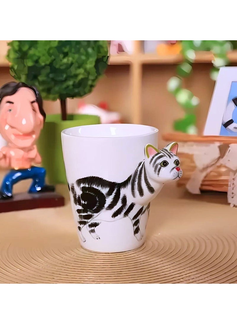 SOLARAE 3D Hand Painted Animal Ceramic Coffee Mug Cups Creative Personality Milk Coffee Drinkware Cat Mug - Image 2