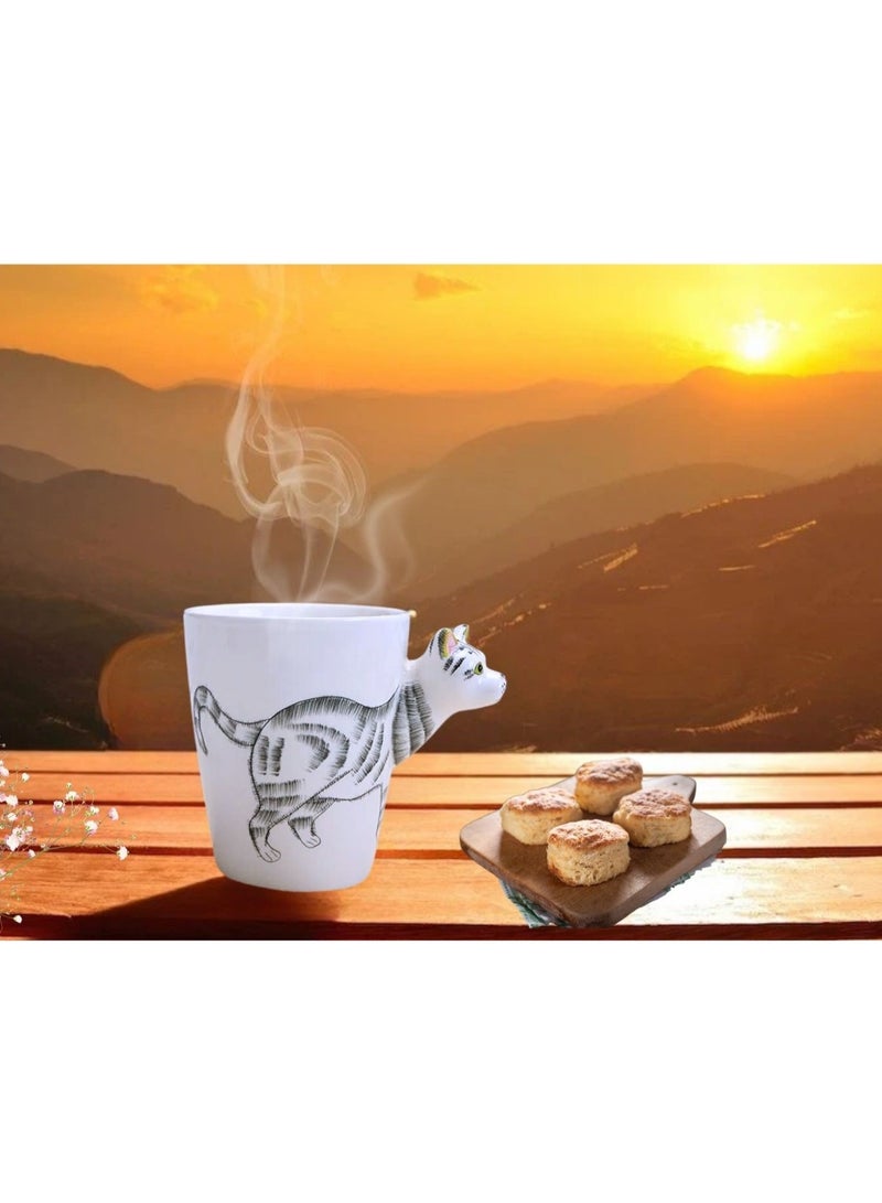 SOLARAE 3D Hand Painted Animal Ceramic Coffee Mug Cups Creative Personality Milk Coffee Drinkware Cat Mug - Image 5