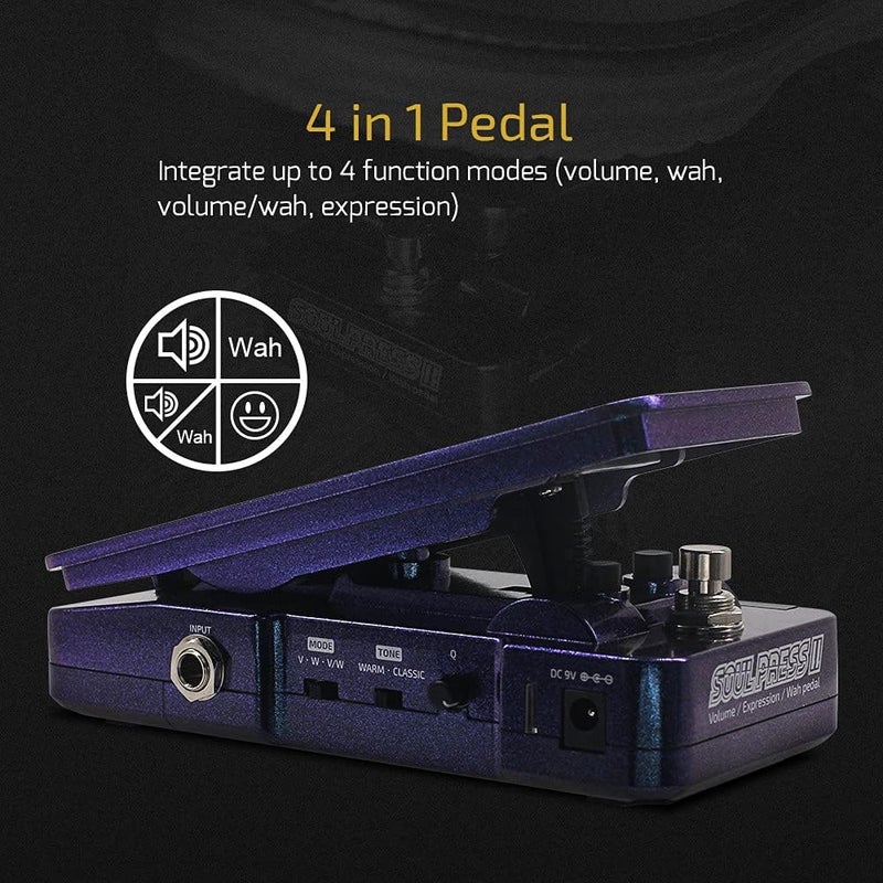 HOTONE Wah Active Volume Passive Expression Guitar Effects Pedal Switchable Soul Press II 4 in 1 with Visible Guitar Effects Pedal - Image 2