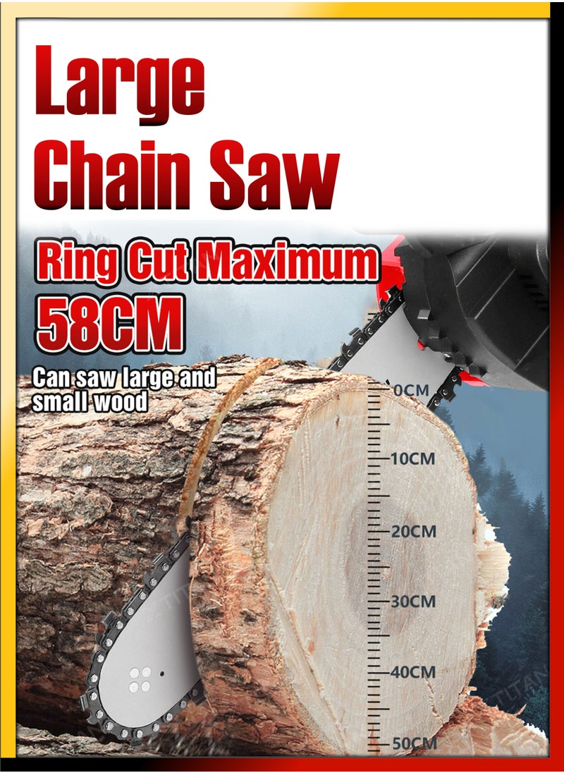 DBLEW - Multifunction One Hand Electric Chainsaw Cordless 12 Inch Large Chain Saw With 48VF Rechargeable Battery Powerful Logging Cutting Tool For Tree Branch Trimming Wood Gardening High Power Tree Pruning - Image 1
