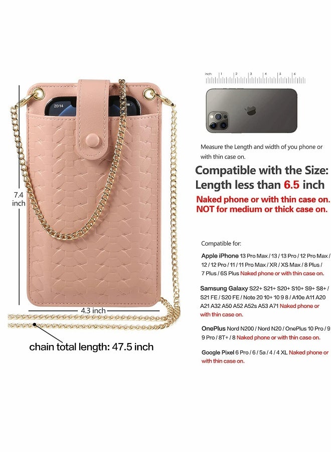 محفظة هاتف محمول صغيرة حقائب عابرة للكتف حقيبة كتف صغيرة مع فتحة بطاقة لهواتف iPhone 13 12 11 Pro Max XR (وردي) - Image 4