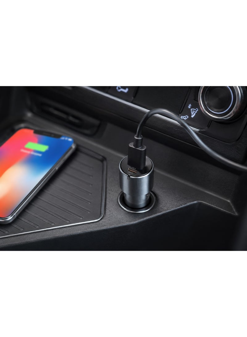 فيفث إيليمنت شاحن سيارة FIFTH ELEMENT IGNITE Nano Pro بقدرة 60 واط مع منفذي USB‑C يدعم تقنيات PD 3.0 وQC 3.0 والشحن السريع متعدد البروتوكولات، بتصميم مدمج وأنيق – اللون الرمادي - Image 3