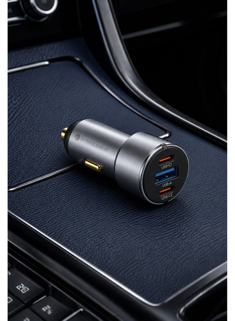 فيفث إيليمنت شاحن سيارة FIFTH ELEMENT IGNITE Nano Pro بقدرة 60 واط مع منفذي USB‑C يدعم تقنيات PD 3.0 وQC 3.0 والشحن السريع متعدد البروتوكولات، بتصميم مدمج وأنيق – اللون الرمادي - Image 4