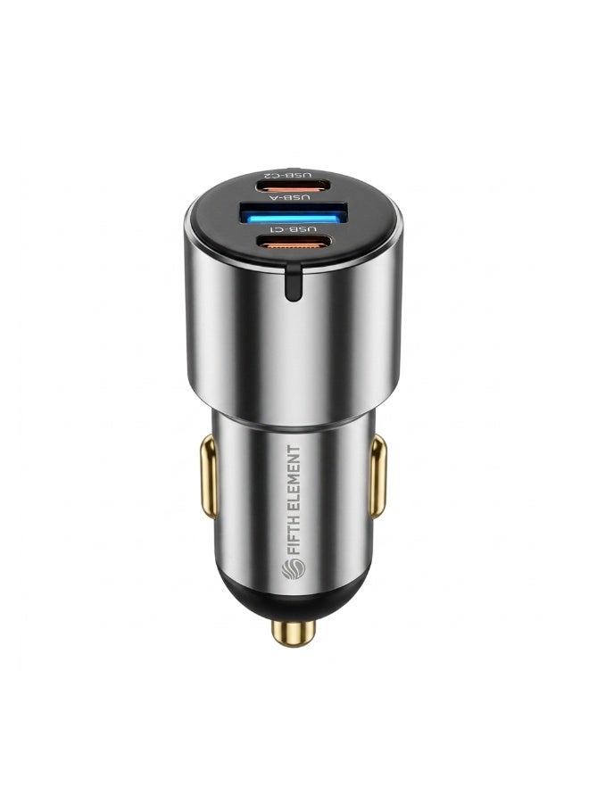 فيفث إيليمنت شاحن سيارة FIFTH ELEMENT IGNITE Nano Pro بقدرة 60 واط مع منفذي USB‑C يدعم تقنيات PD 3.0 وQC 3.0 والشحن السريع متعدد البروتوكولات، بتصميم مدمج وأنيق – اللون الرمادي - Image 1