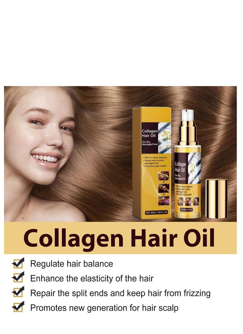 EELHOE Collagen Repair Hair Oil, Deep Hydrating Treatment Hair Oil, Keratin Hair Mask, Moisturizing and Nutritious Hair Serum for Damaged Hair Care, Deep Hydrating Treatment, Korean Hair Serum 50ml - Image 4