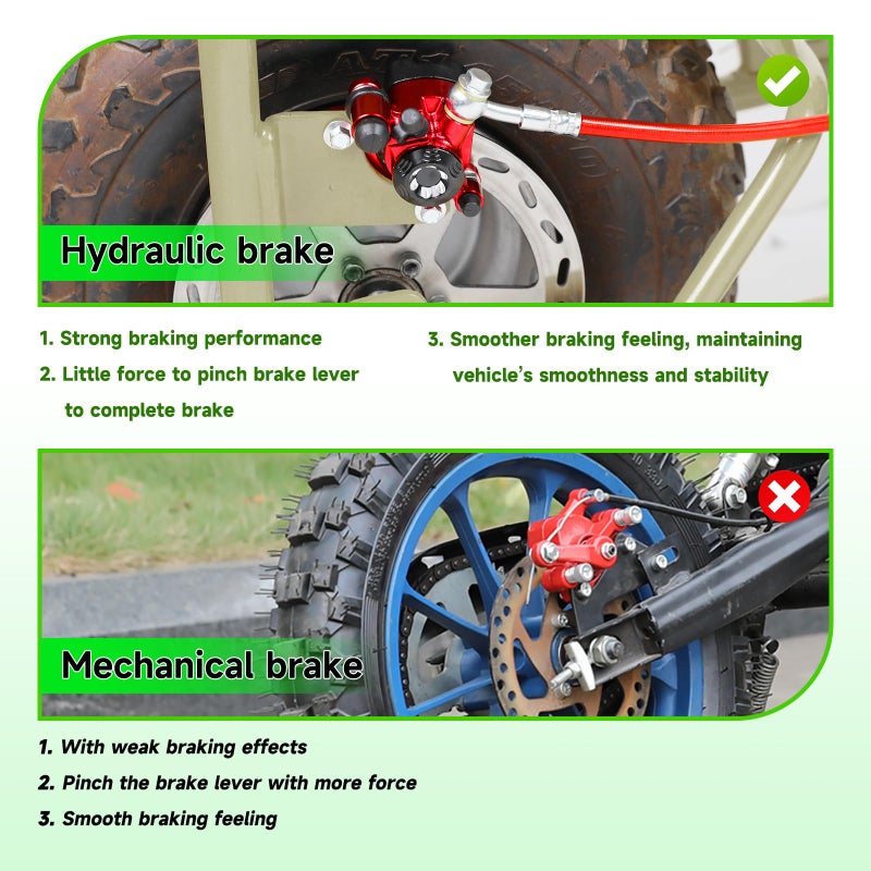 XIKOBY Upgraded Mini Bike Hydraulic Brake Kit Compatible with Baja Doodle Bug DB30 Blitz Dirt Bug Racer Predator 79cc 97cc 212cc 2.8hp 3.0hp Engine Minibike Parts with Pads (Red) - Image 5