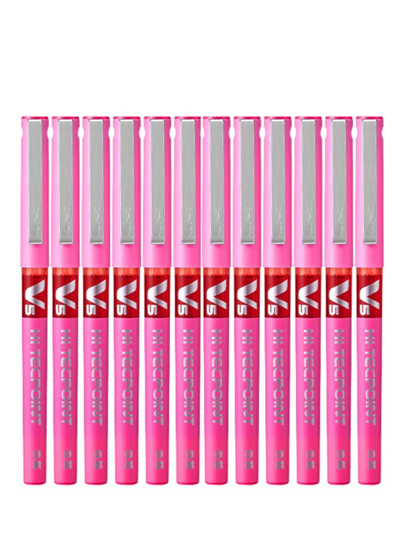 PILOT 12-Piece Hi-tecpoint V5 Fine Rollerball Pen Pink Ink - Image 1
