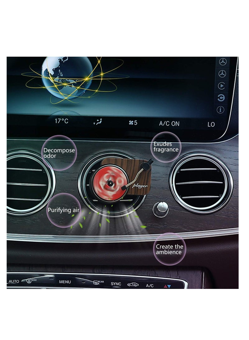 Car Fragrance Diffuser Retro Record Player Car Air Vent Decor Fragrance Diffuser with Vent Clip  Aromatherapy Tablets Included Purifier Solid Perfume for Car Home Office With delicate gift box - Image 3