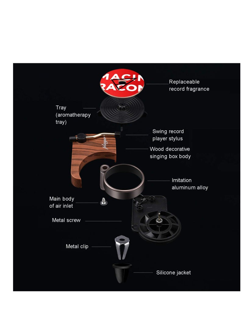 Car Fragrance Diffuser Retro Record Player Car Air Vent Decor Fragrance Diffuser with Vent Clip  Aromatherapy Tablets Included Purifier Solid Perfume for Car Home Office With delicate gift box - Image 4