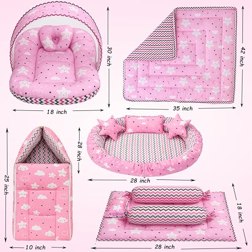 Infantbond New Born Baby Bedding Mosquito Net | Nest | Carry Bed | Carry Bag | Blanket (0-6 Months) (Pink Cloud) - Image 3