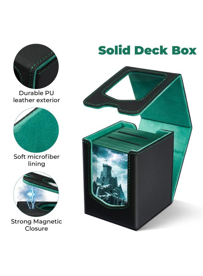 Fabmaker Deck Box for MTG Commander, (patent Pending)Magnetic Trading Card Storage Box with Commander Display, Fits 100 Double-Sleeved Cards, Card Box Compatible for Magic the Gathering, TCG, CCG,Blue - Image 4