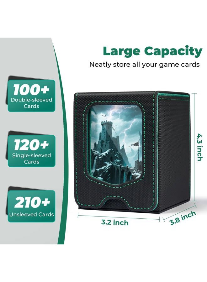 Fabmaker Deck Box for MTG Commander, (patent Pending)Magnetic Trading Card Storage Box with Commander Display, Fits 100 Double-Sleeved Cards, Card Box Compatible for Magic the Gathering, TCG, CCG,Blue - Image 5