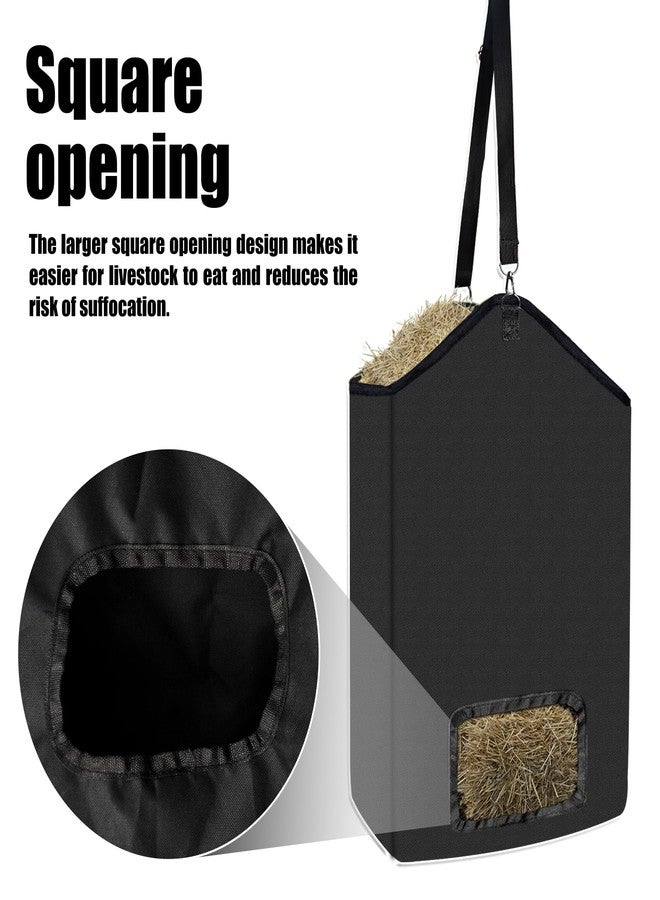 Runfider 2 Pcs Hanging Hay Feeder Bag Goat Feeder Tote 19.7x17.7x6 Inch Premium Oxford Cloth with Metal Ring & Adjustable Strap Slow Feed Hay Net for Horses Goats Rabbits Cows Sheep Donkeys Cows - Image 4