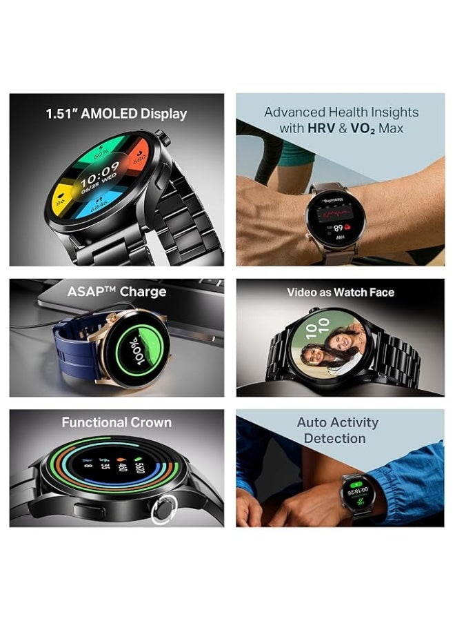 Boat Chrome Horizon, Premium Metal Body, Video Watch Faces, 1.51”(3.83cm) AMOLED Round Display, HRV & VO2 Max, Auto-Activity Detection, ASAP Charge, HRV Smartwatch for Men & Women (Royal Blue) - Image 2