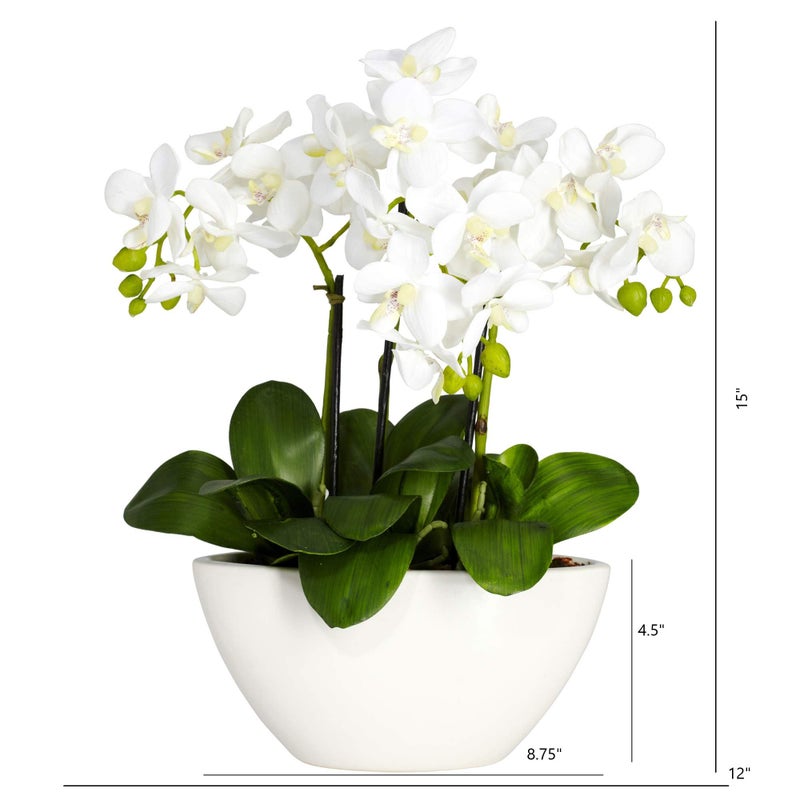 Nearly Natural Phalaenopsis Silk Flower Arrangement - Image 2