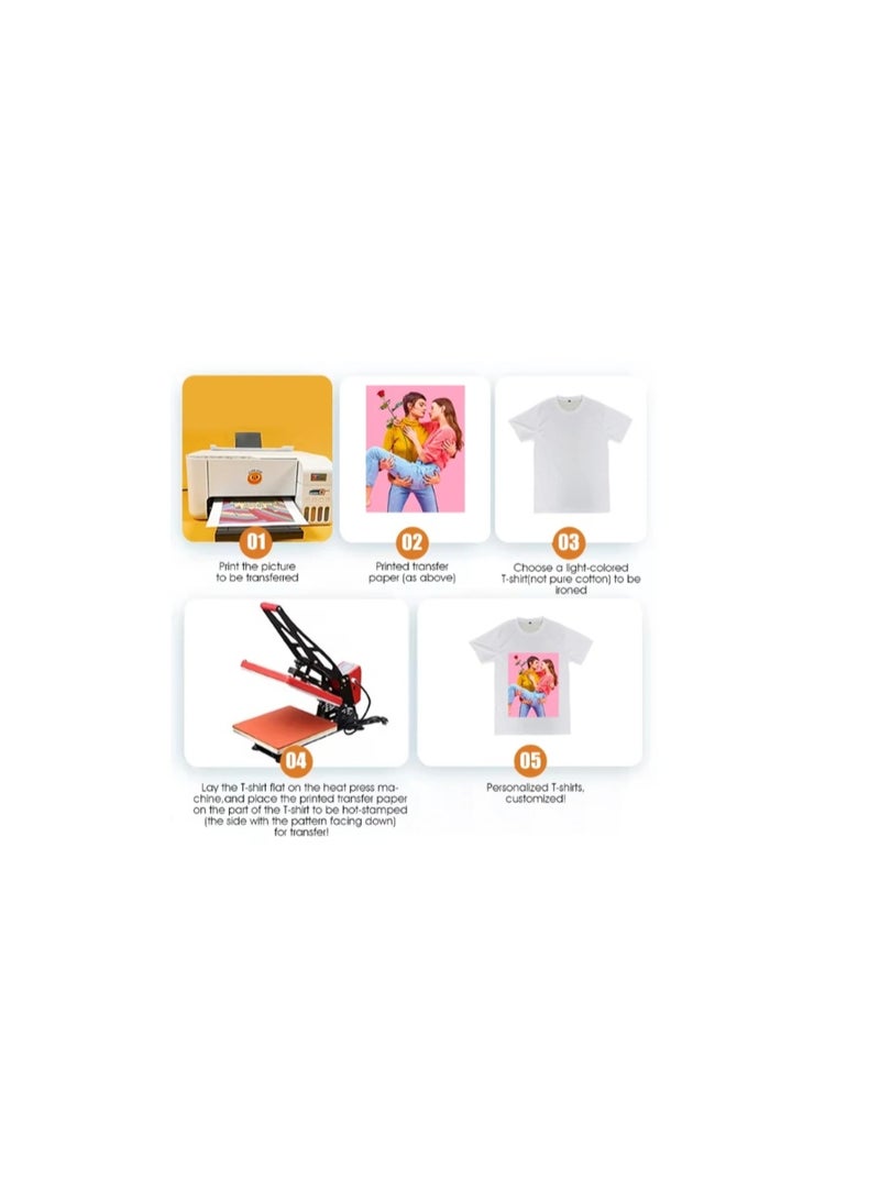 Kalon A4 Light Iron-On Transfer Paper  50 Sheets for T-shirt Fabrics Printable heat transfer Inkjet Printer  - Image 4