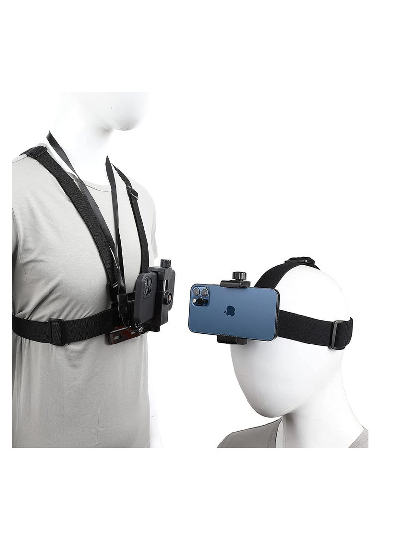 NIBEMINENT Camera Chest Mount Strap Harness Fit for AKASO DJI Osmo Adjustable Cell Phone with Sports Installation Bracket kit Mobile Backpack Clip  - Image 1