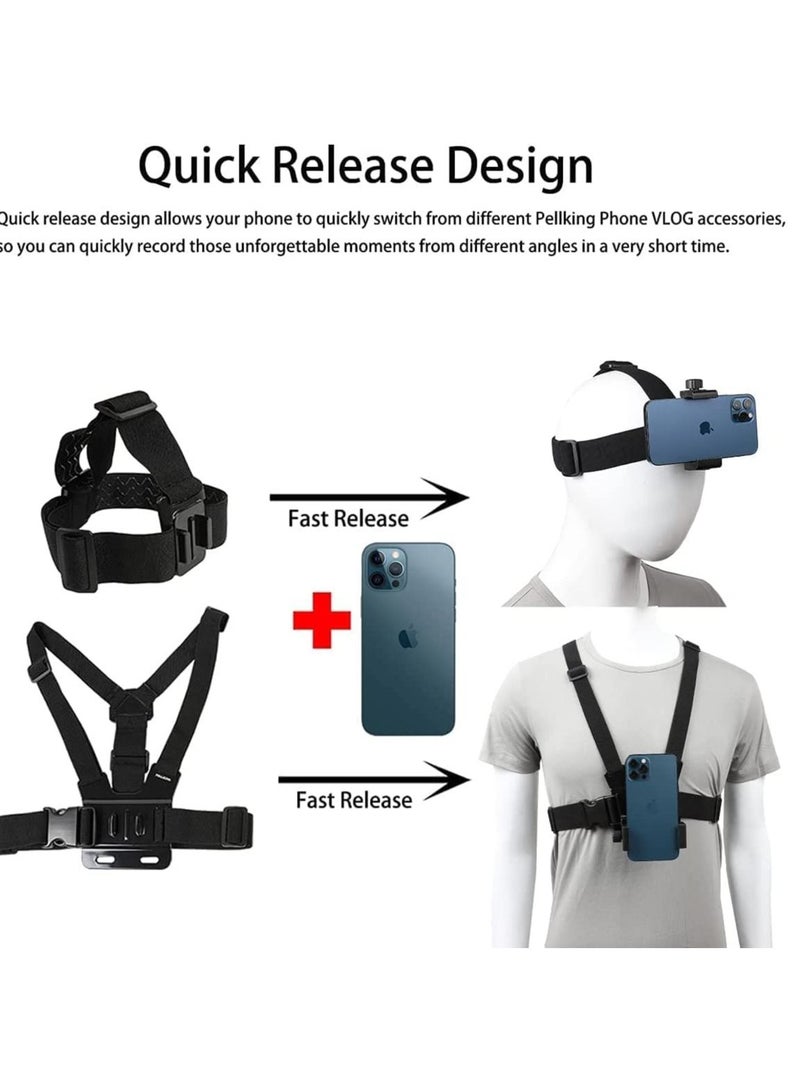 NIBEMINENT Camera Chest Mount Strap Harness Fit for AKASO DJI Osmo Adjustable Cell Phone with Sports Installation Bracket kit Mobile Backpack Clip  - Image 4