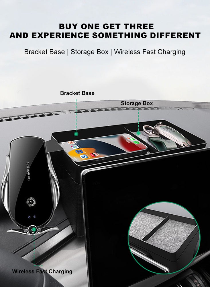 Perfii Car Phone Holder with Storage Box Tray Console Navigation Screen Cell Phone Holder for BYD Atto 3 Yuan Plus  - Image 2
