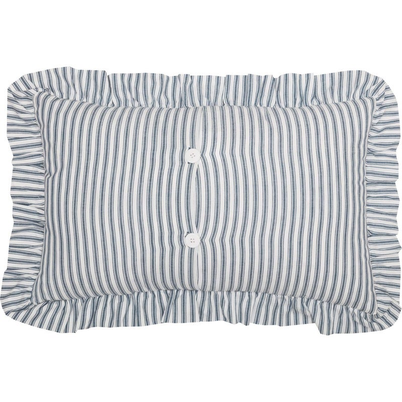 VHC Brands Sawyer Mill Ticking Striped Cotton Farmhouse Pillow 22x14 Filled Bedding Accessory, 14x22, Blue Denim - Image 2