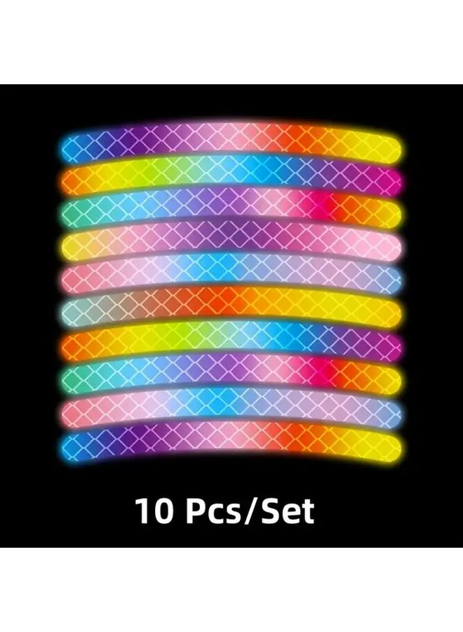 10 Pcs Reflective Stickers For Bicycle Wheels Motorcycle Car Safety Tape - Image 4