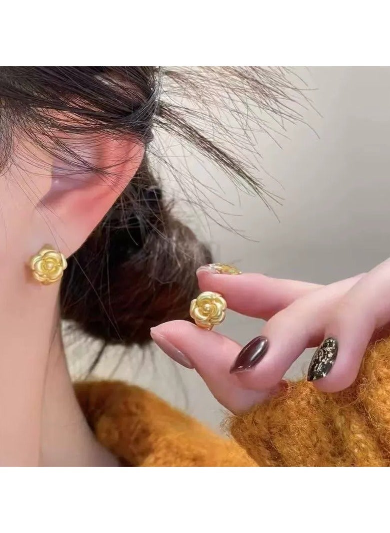 Goolsky أقراط دراسات الزهور والتاج العصرية 2025 - أسلوب فرنسي قديم لطيف، مجوهرات أنيقة قابلة للارتداء يوميًا - Image 1